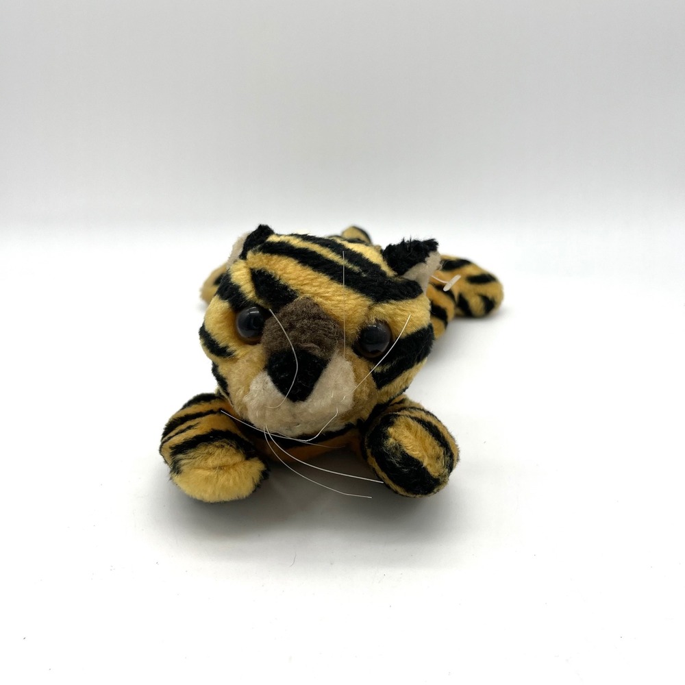 Toy Works Tiger Plush Stuffed Animal Striped Laying Down Kitten‎ Toy
